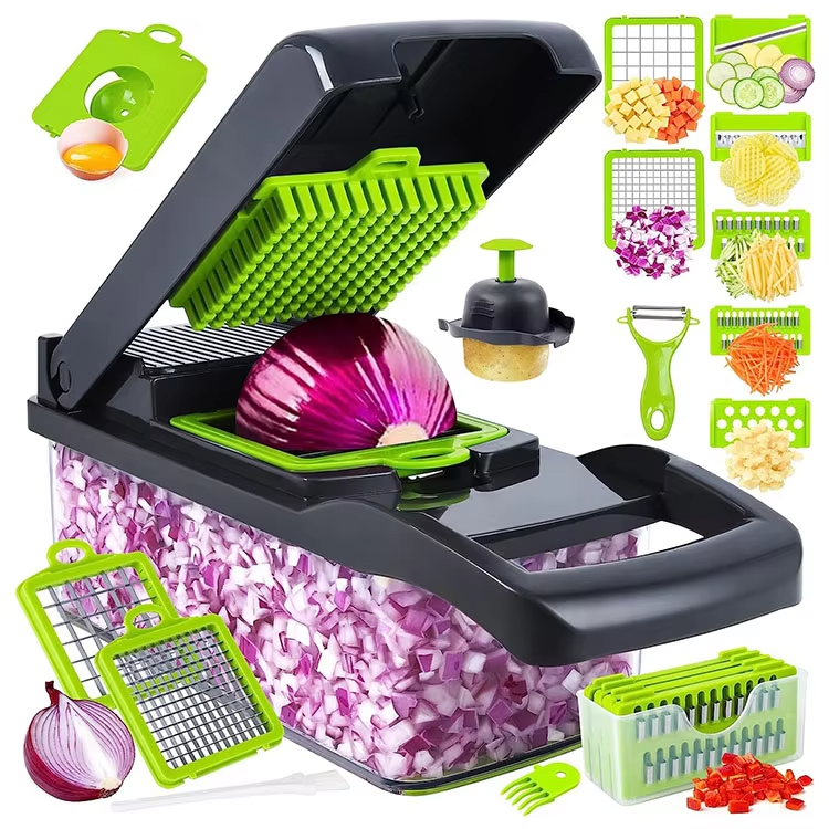 Coupe-Légumes Multifonctionnel de Cuisine, Structure en Plastique de Qualité Alimentaire, Conception Portable Facile à Nettoyer, Accessoires de Cuisine