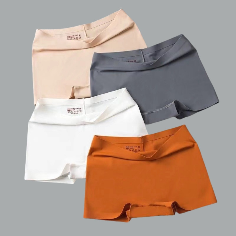 Glace soie culotte non marquante femmes coton entrejambe boxeurs femmes pantalons de sécurité quatre coins Anti-lumière été mince